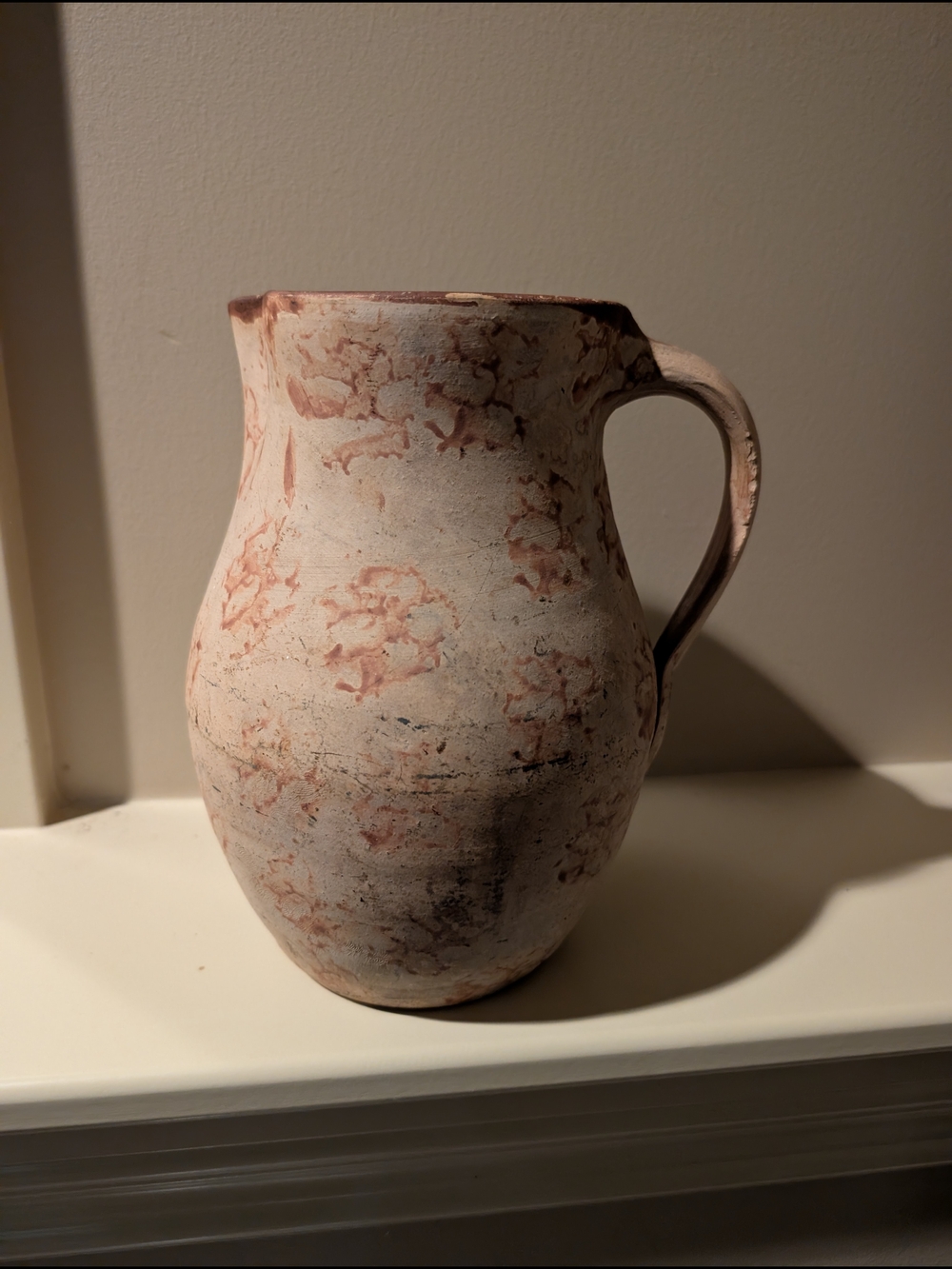 Vintage Cream And Rust Color Ceramic Pitcher